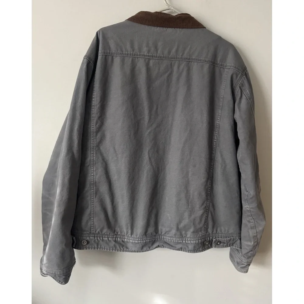 Woolrich Canvas Sherpa Lined Jacket Men's XXL Gray Corduroy Collar Workwear Good